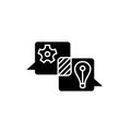 Creative discussion black icon, vector sign on isolated background. Creative discussion concept symbol, illustration