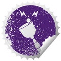 A creative distressed circular peeling sticker symbol ringing hand bell