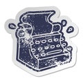 A creative distressed old sticker of old school typewriter