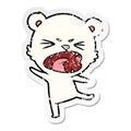 distressed sticker of a angry cartoon polar bear