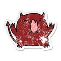 distressed sticker cartoon illustration of a cute kawaii devil Royalty Free Stock Photo