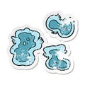 A creative distressed sticker of a cartoon germs