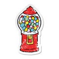 A creative distressed sticker of a cartoon gumball machine Royalty Free Stock Photo