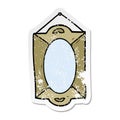 A creative distressed sticker of a cartoon mirror Royalty Free Stock Photo