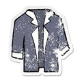 A creative distressed sticker of a cartoon suit shirt