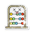 A creative distressed sticker of a cute cartoon abacus Royalty Free Stock Photo