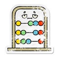 A creative distressed sticker of a cute cartoon abacus Royalty Free Stock Photo