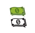 Creative dollar paper and chat symbol logo vector icon Royalty Free Stock Photo