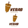 Creative Doner kebab logo element. Shawarma emblem. Turkish fast food restaurant, barbecue cafe or grill bar symbol of skewer or
