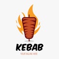 Creative Doner kebab logo with flame element. Shawarma emblem. Turkish fast food restaurant, barbecue cafe or grill bar symbol of