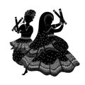Creative doodle Line art or mandala art of man and woman character, Couple dancing dandiya for celebration of indian festival