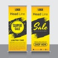 Creative double-sided vector roll up banner design.