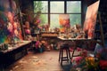Creative Draw paint art room canvas. Generate Ai