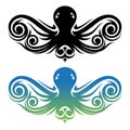 Creative drawing vintage color style octopus with ethnic tribal ornaments