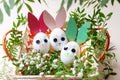 Creative Easter concept - an egg in the form of bunnies