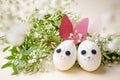 Creative Easter concept - an egg in the form of bunnies