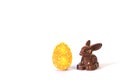 Creative Easter egg with a rabbit figurine. Royalty Free Stock Photo