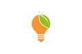 Creative Eco Leaf Lamp Logo Design Vector Symbol Illustration