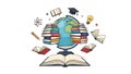 Global Classroom: A World of Books and Learning Royalty Free Stock Photo