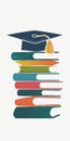 Creative education logo with a stack of books and a mortarboard. Royalty Free Stock Photo