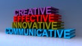 Creative effective innovative communicative on blue