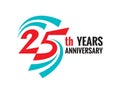 Creative emblem 25 th years anniversary. Twenty five template logo badge design element