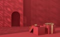 Creative empty background with gift boxes, 3d rendering