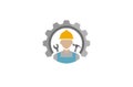Creative Engineer Worker Gear Logo Design Illustration