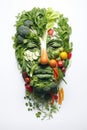 Creative face made of fresh vegetables and fruits. Food concept. Royalty Free Stock Photo