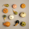 Creative Fall layout made of pumpkins