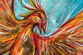 Creative fantasy paint with amazing Fiery gpld Phoenix bird.
