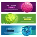 Creative fantsy planets banner set