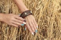 Creative fashionable summer manicure Royalty Free Stock Photo