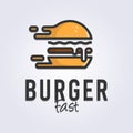 creative fast burger, fast delivery burger logo vector illustration design, fast serving burger logo