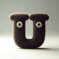 Creative felt letter U in brown Royalty Free Stock Photo