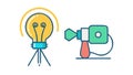 Creative Film Idea: Lightbulb with Camera Icon, vector design Generative AI Royalty Free Stock Photo