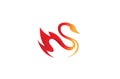 Creative Fire Orange Abstract Swan Logo Royalty Free Stock Photo