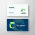 Creative Fish Abstract Vector Logo and Business Card Template. Fish Silhouette in the Form of Letter C. Premium