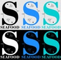 Fish letter s for a seafood store or restaurant with negative space