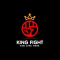 Creative fist in circle logo design, king fight,emblems,victory,strength,hand,people,vector,in black background