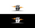 Creative Fist Hand Holding Thunder Bolt Logo Design