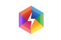 Creative Flash Colorful Hexagon Lightning Logo