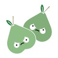 A creative flat color retro cartoon green pear