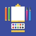 Creative flat illustration of tools, art supplies for design, dr Royalty Free Stock Photo