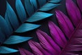 Creative Flat Lay Of Neoncolored Tropical Leaves Royalty Free Stock Photo