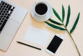 Creative flat lay photo of workspace desk