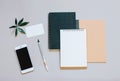 Creative flat lay photo of workspace desk