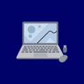 Creative flat vector of laptop with mouse and USB drive for technology concept Royalty Free Stock Photo