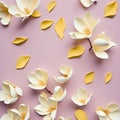 Creative floral pattern made of yellow magnolia flowers on pink background