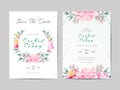 Creative Floral Wedding Invitation Set of Watercolor Roses and Wild Leaves